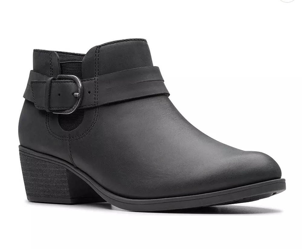 Clarks Charlten Rae Women's Buckle Detail Leather Ankle Boots Size 9.5 M